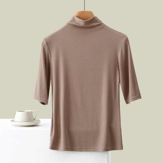 Blouses pour Femmes, Mode Féminine Col Rond Uni Manches Courtes Hauts Décontractés Blouses
