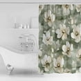 thumbnail image 2 of Vintage Magnolia Shower Curtain, 66" x 72", White Blooming Floral Green Oil Painting Waterproof Bathroom Curtain Washable Shower Curtain Set with 12 Hooks, 2 of 6