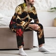 thumbnail image 7 of Fuzoiu Butterfly Flower Plant Skull Print Men's Long-Sleeved Pajama,Lounge Button Down Nightwear,Mens Notch Collar Pajama Set -XX-Large, 7 of 7