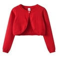 thumbnail image 5 of Ruyang Girls Cropped Cardigan Sweaters Cute Knit Sweater Kids Long Sleeve Ruffle Trim One Button Shawl Warm Trendy Coat, 5 of 5