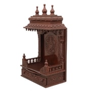 Pooja Bazar Wooden Pooja Mandir for Home Gopura Temple - Rosewood Finish, Medium (W 12 X L 21 X H 34)