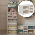 thumbnail image 4 of Organizador de cajones apilables Yotijar almacenamiento de plástico con cajón y compartimentos Cesta de almacenamiento en miniatura Blanco y claro, 4 of 7