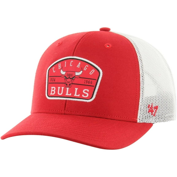 Men's '47 Red Chicago Bulls Semi Patch Trucker Adjustable Hat