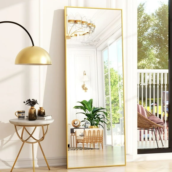 BEAUTYPEAK 64" x 21" Full Length Mirror Large Rectangular Floor Mirrors Standing Hanging or Leaning, Gold