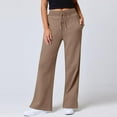 thumbnail image 3 of Promotion Sale! Women's High Waist Wide Leg Pants Lightweight Breathable Loose Fit Comfort Stretchy Waistband With Drawstring Casual Office Work Trousers For Daily Wear Coffee XXL Size, 3 of 9