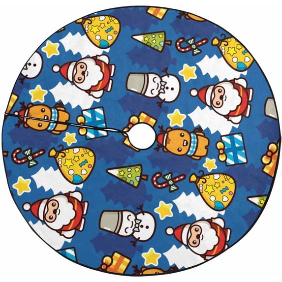 FMSHPON Winter Blue Background Xmas Christmas Tree Skirt Stand Mat for Holiday Party Decoration Indoor Outdoor 36 inches