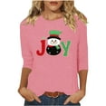 thumbnail image 2 of Craaazy Christmas Shirts for Women Round Neck 3/4 Sleeve Santa Snowman Prints Blouses Gifts, 2 of 4