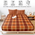 thumbnail image 5 of King Size Fitted Sheet Set - Burnt Orange Checkered 3 Piece Bedding Sets 16" Deep Pocket Fitted Sheet with 2 Pillowcases, Modern Farmhouse Orange Plaid Brushed Microfiber Hotel Luxury Bed Sheets, 5 of 9