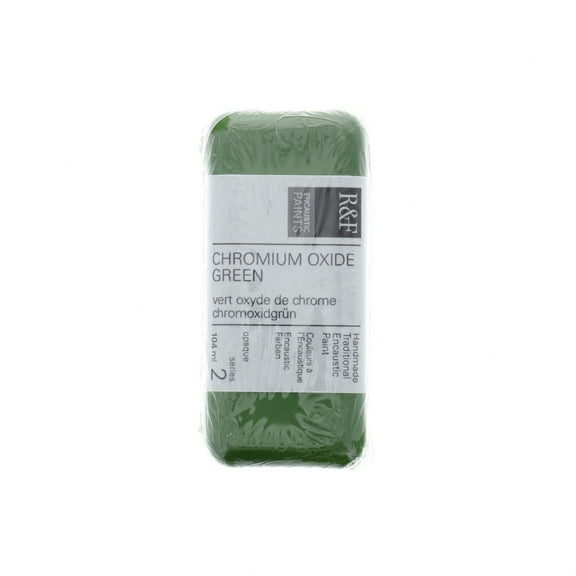 R&F Handmade Paints Encaustic Paint Cake, 104ml, Chromium Oxide Green