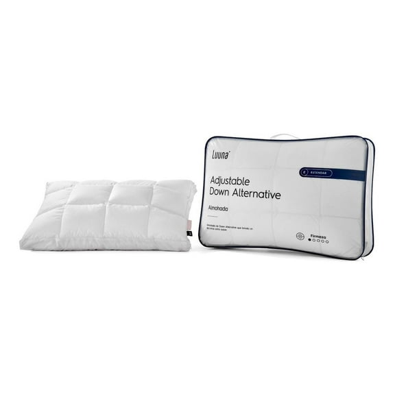 Almohada Luuna Ajustable Down Alternative, Funda 100% algodón, Alto Confort y Relleno Ajustable, Hipoalergénica y antiácaros, Blanco, King Size