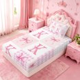 thumbnail image 4 of meiyoeat Cute Coquette Bow Twin Sheets For Kids,Pink Bowknot Initial Letter K Bedding,3-Piece, 4 of 6