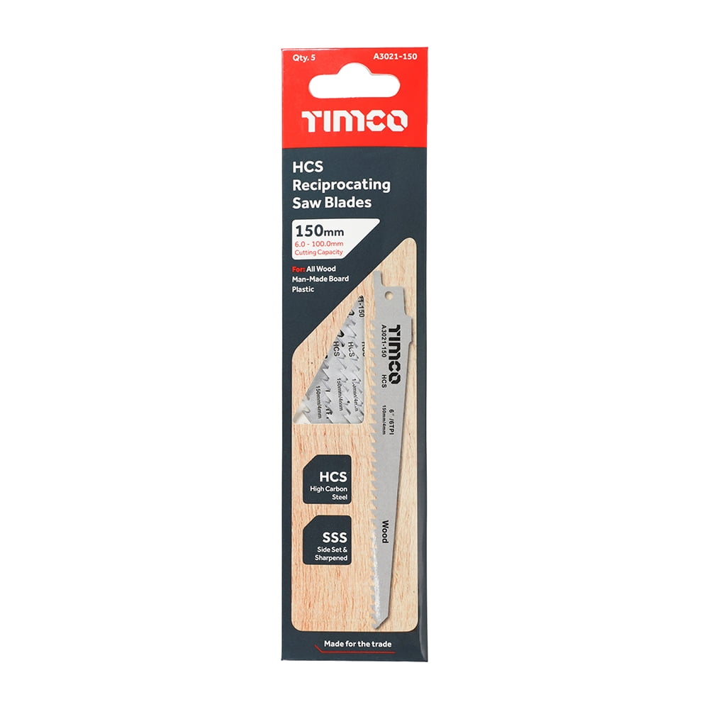 Timco - Reciprocating Saw Blades - Wood Cutting - High Carbon Steel (Size S644D - 5 Pieces)