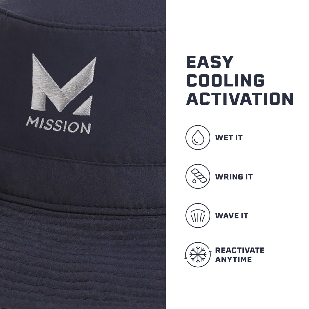 MISSION Cooling UPF Bucket Hat - Unisex Sun Hat for Hiking, Golfing & Fishing - Sweat & Water Activated Technology - Navy