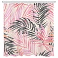thumbnail image 3 of Tropical Palm Leaf Shower Curtain Decor,Grey and Pink Watercolor Plant Leaves on Beige Shower Curtains for Bathroom 72X78 inch Polyester Fabric Bathroom Decoration Bath Curtains Hooks Included, 3 of 6