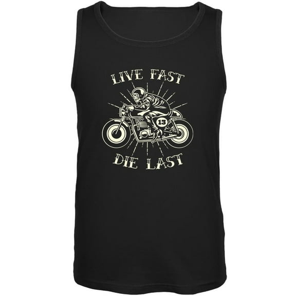 Motorcycle Live Fast Die Last Black Adult Tank Top