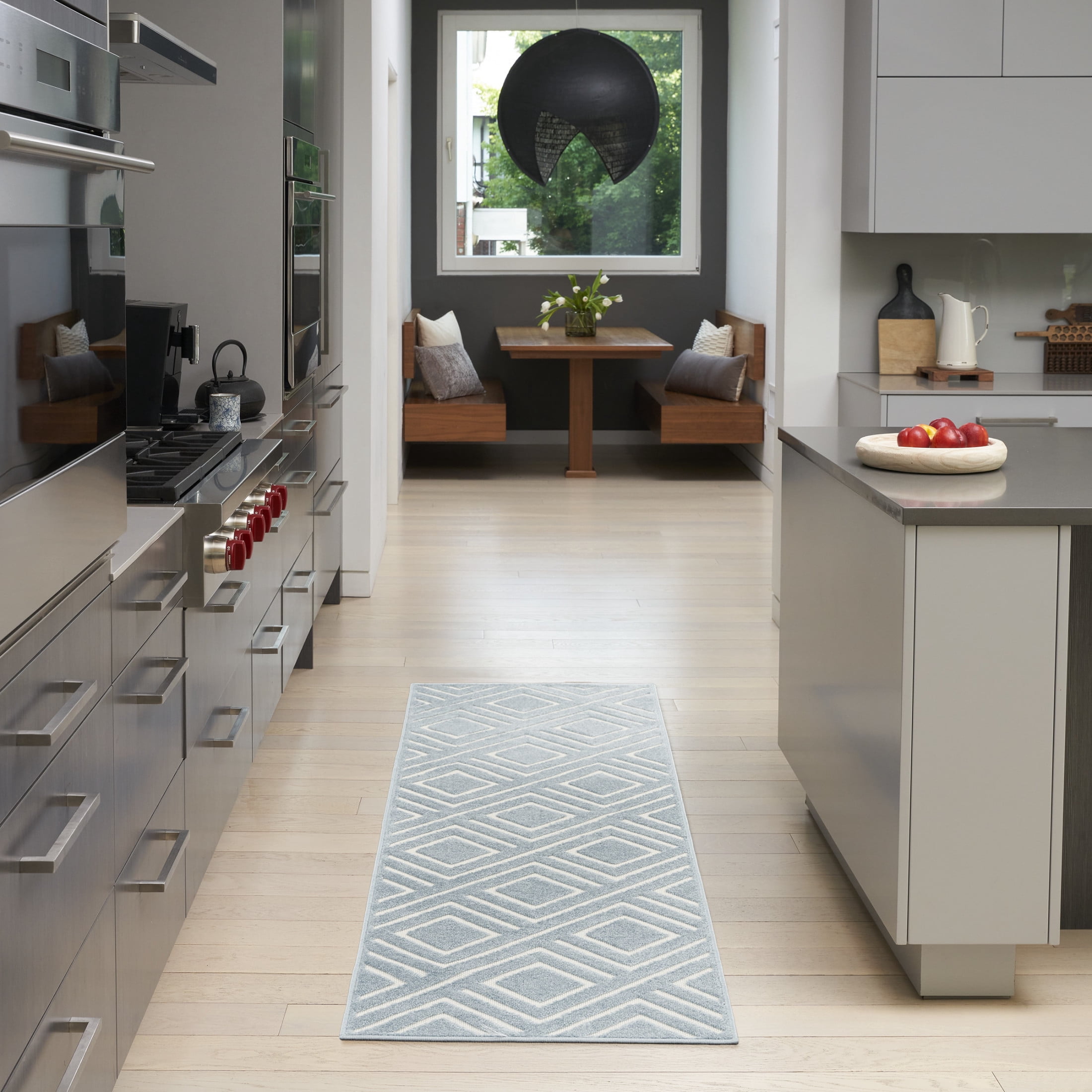 Nourison Care Free 2' x 6' Blue Modern Indoor Rug