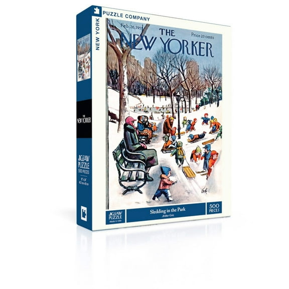 New York Puzzle Company Sledding in the Park 500 Piece Jigsaw Puzzle