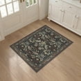 thumbnail image 3 of ODIKA 3'x5' Navy Blue Ornate Floral Washable Throw Rug Intricate Botanical Motifs With Classic Symmetrical Design Stain Resistant, Low Profile, Non-Slip for Entryway, Kitchen, Mudroom, 3 of 7