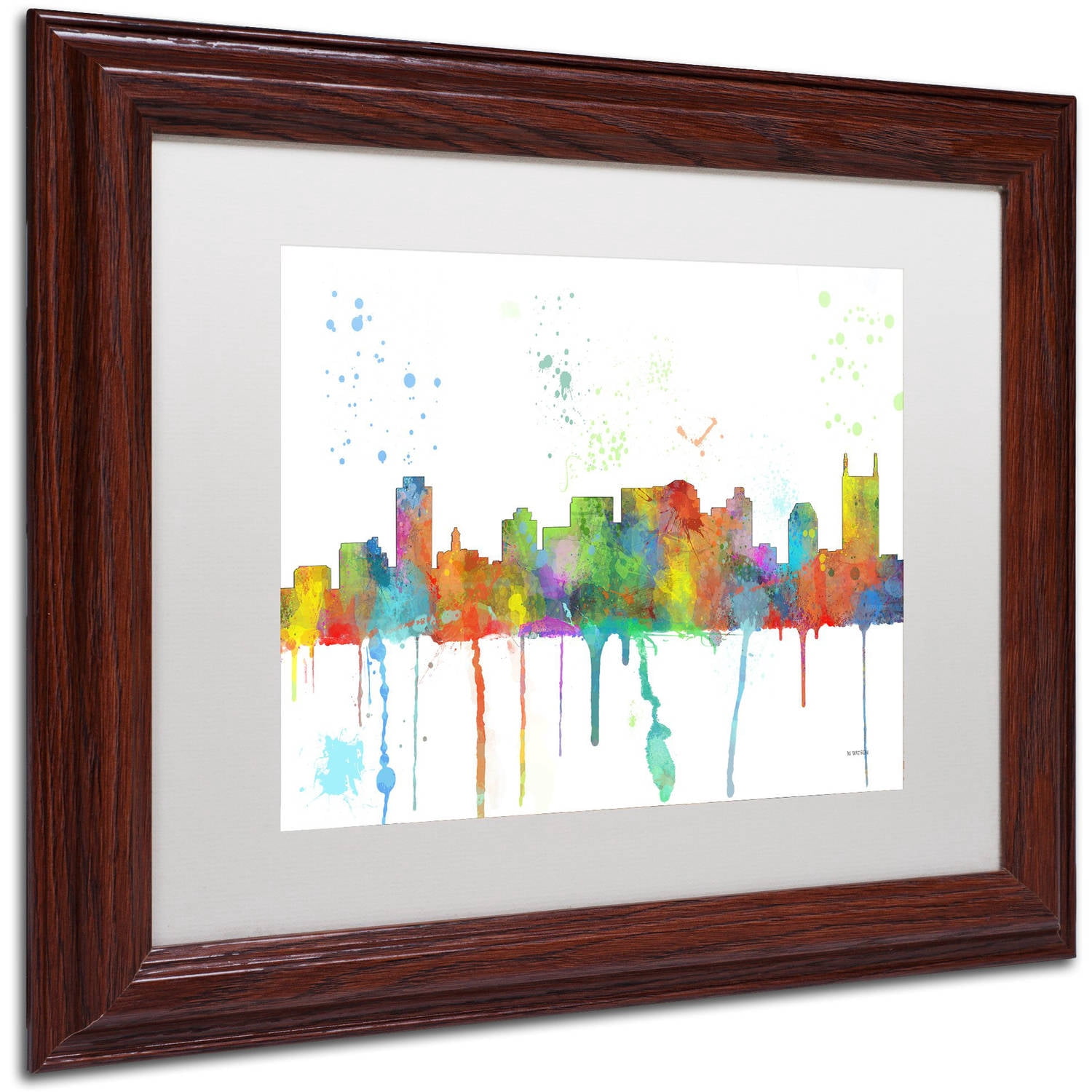 Trademark Fine Art "Nashville Tennessee Skyline Mclr-1" Canvas Art by Marlene Watson, White Matte, Wood Frame