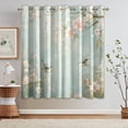 thumbnail image 3 of Floral Birds Curtains For Living Room, Branches Flower Blackout Curtains 2 Panels Set For Bedroom, Chinoiserie Botanical Patterned Grommet Window Treatments Room Decor 52"W x 63"L, 3 of 6