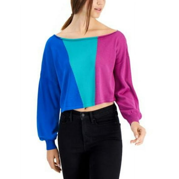MSRP $60 Bar III Colorblocked Crop Sweater Purple Size Large