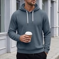 thumbnail image 6 of Atkumj Waffle Hoodies for Men Trendy Adjustable Drawstring Hooded Sweatshirt Casual Solid Color Long Sleeve Pullover Hoodie, 6 of 10