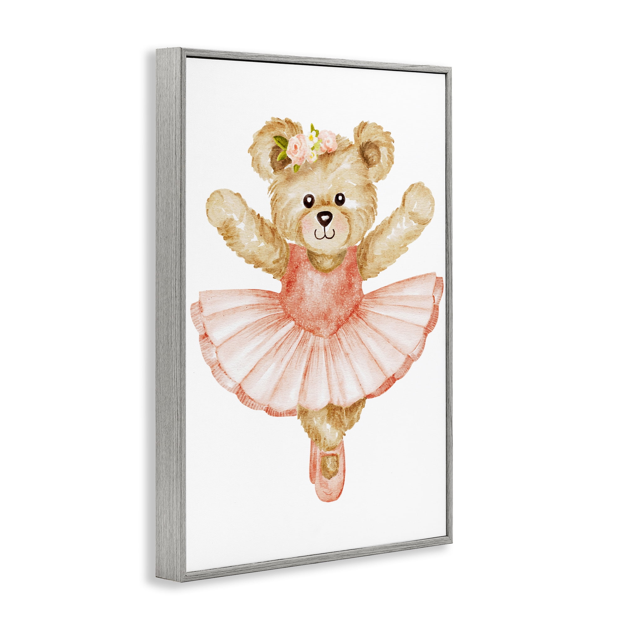 Teddy Bear Ballet Tutu Gray Framed Giclee Art, design by Amy Hall