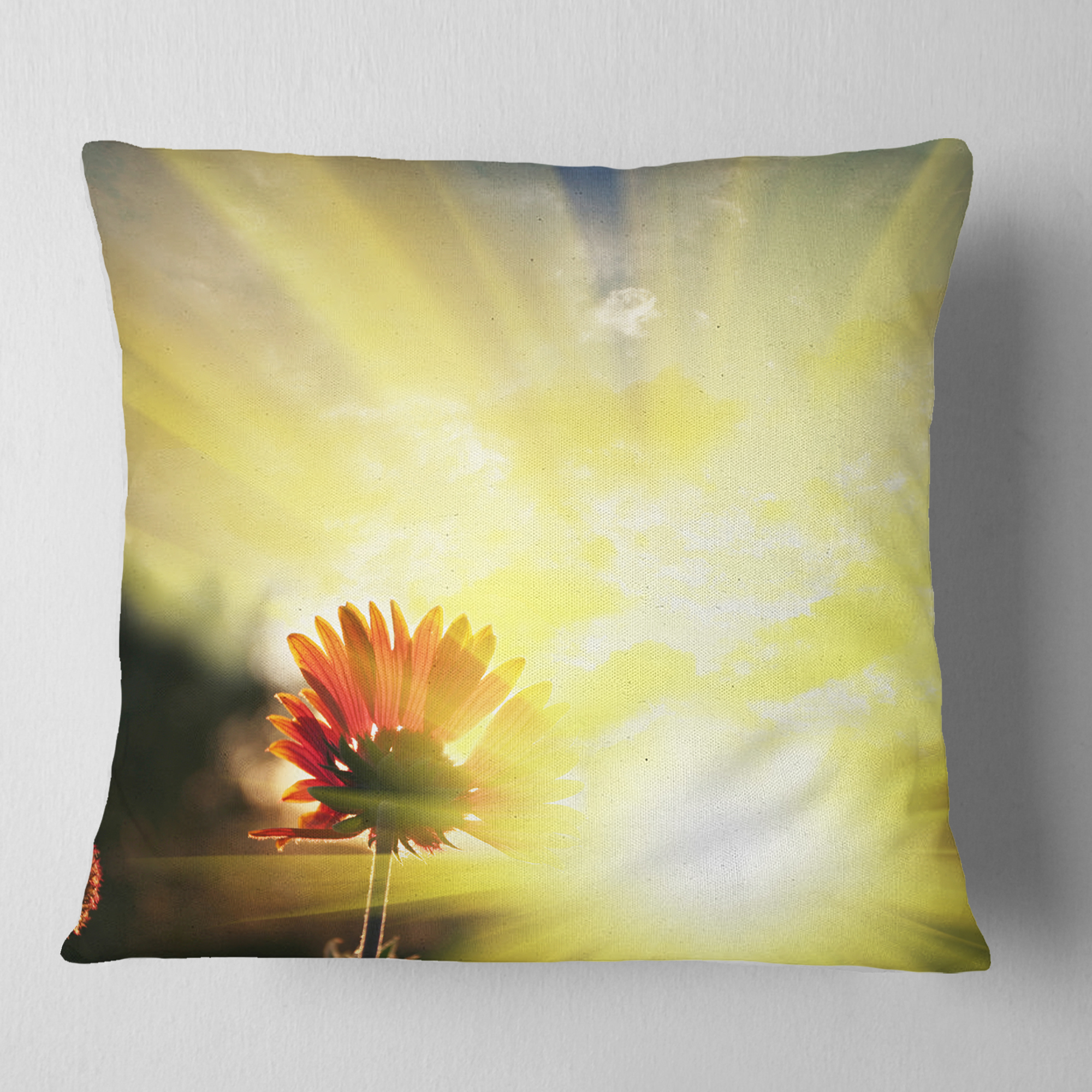 Designart 18" x 18" Yellow Polyester Throw Pillow