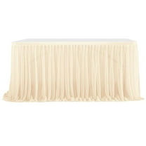 LEHOZIHEQ Table Skirt, Rectangle Stretch Ruffle Tulle Tablecloth, for Cake Dessert Buffet Banquet Dinner Table Decorations