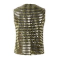 thumbnail image 2 of Fldy Kids Boys Girls Hip-hop Jazz Dance Costume Sequins Jacket Vest Waistcoat Stage Performance Party Black&Gold 140, 2 of 7
