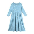 thumbnail image 3 of Inglocry Girls Maxi Dress Casual Holiday Long Dresses with Pockets Round Neck Cute Dresses For Teens 5-14 Light Blue 7-8Y, 3 of 4