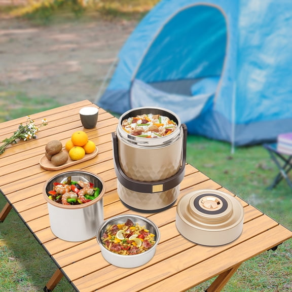 3-Tier Thermal Lunch Box, Sealed Stackable Food Thermos, Insulated Lunch Box