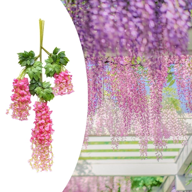 Guirnalda colgante de glicina artificial Macarena Rosa 12 flores