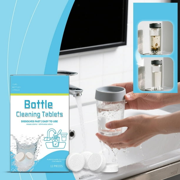 Water Cup Cleaning Effervescent Tablets | Powerful Stain Odor Removal | Deep Clean Hard-to-Reach Areas | Daily Use Freshness Maintainer | 1 Piece | Easy Dissolving Drinkware Cleaner