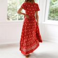 thumbnail image 5 of PENGXIANG Robe Maxi Bohème à Fleurs Imprimées Col en V Manches Courtes Fendue pour Fête à la Plage S-TG, 5 of 5