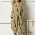 thumbnail image 2 of Sngxgn Women's A Line Midi Dress Straps V Neck Slit Party Slip Dress(Khaki,XXL), 2 of 5
