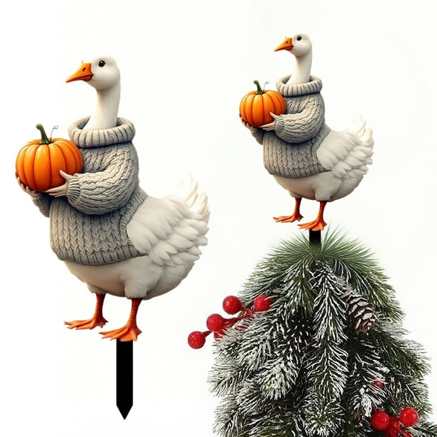 Decoración de Gansos para Halloween, Acción de Gracias, con Estaca de Calabaza para Jardín, para Fiesta En El Jardín, Adorno para Árbol de Navidad, Decoración para Exteriores, Expositor Enchufable.