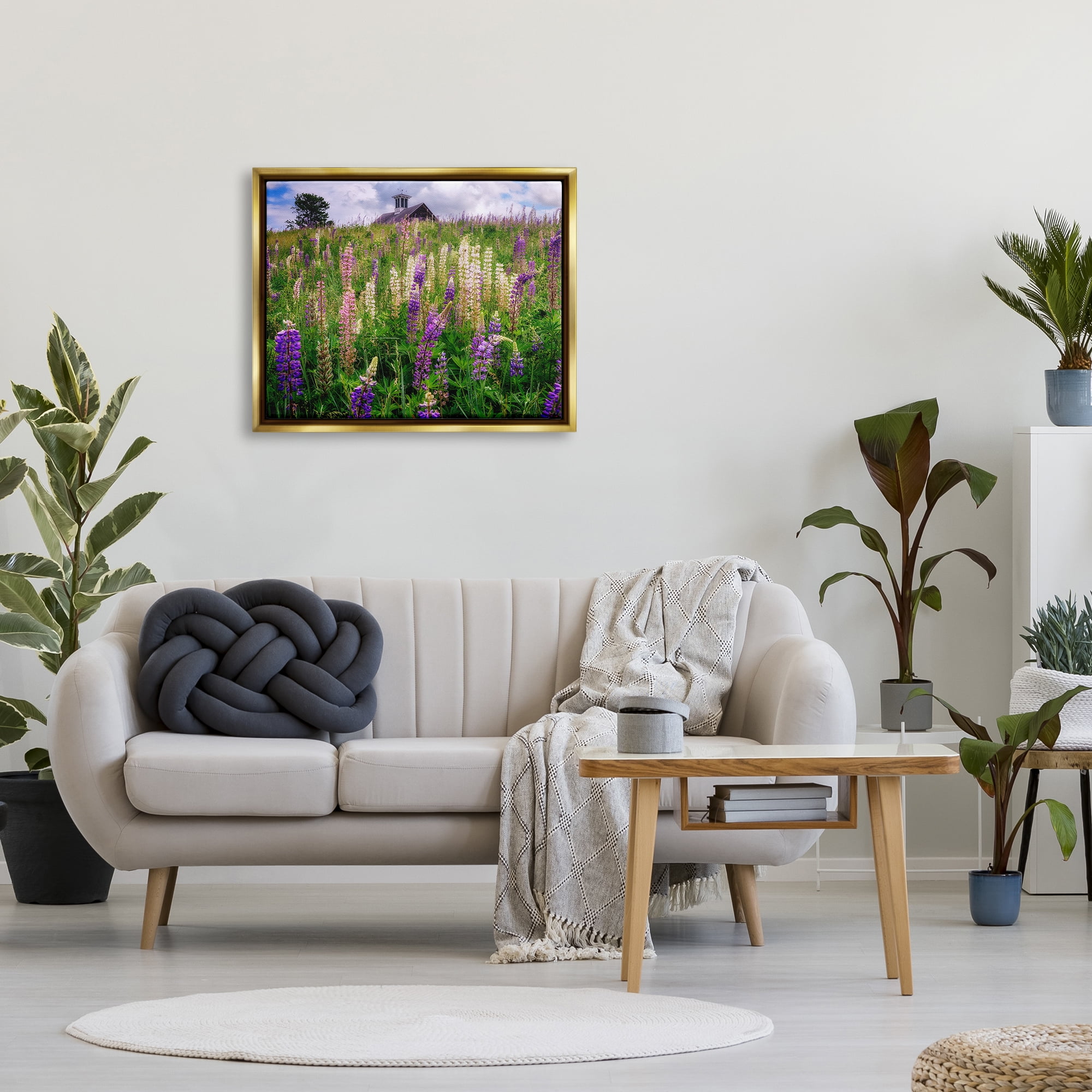 Stupell Wild Lavender Field Grassland Landscape Photography Gold Floater Framed Art Print Wall Art