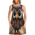 thumbnail image 1 of Fotbe Quirky Owl With Glasses Vestido de Verano sin Mangas para Mujer – Vestido Midi Línea A, Estilo Camiseta Floral, Vestido Playero Casual y Fluido, 1 of 7
