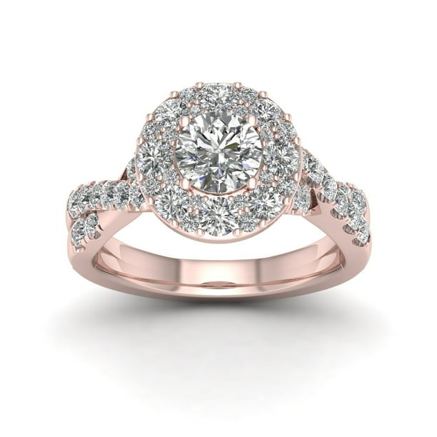 Imperial 2ct Tdw Diamond 14k Rose Gold Halo Engagement Ring Walmart Com Walmart Com