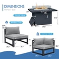 thumbnail image 6 of RADIATA Patio Aluminum Furniture Set with Fire Pit Table and Oversized 29" Seats, 7 Pieces Outdoor Sectional Conversation Sofa Set for Backyard, Poolside, 500 lb/Seat, Gray & Light Gray, 6 of 13