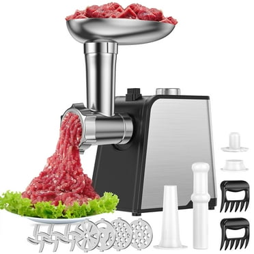 Electric Meat Grinder, 2800W Max Meat Mincer, Sausage Stuffer Maker, Stainless Steel Food Grinder with 3 Baldes, 4 Plates, Sausage Stuffer Tube & Kubbe Kit for Home Kitchen Commercial Use