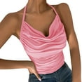 thumbnail image 1 of Mujeres Negro Tank Top Tops de verano para mujer, camisas sexis con cuello y tirantes finos, blusa informal con tirantes para el hombro, camisetas sin mangas ajustadas (Pink, L), 1 of 5