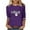 Purple, variant on Tops for Women Three-Quarter Sleeve Heart Valentine's Day Round Neck Print Casual Loose T-Shirt Purple XL