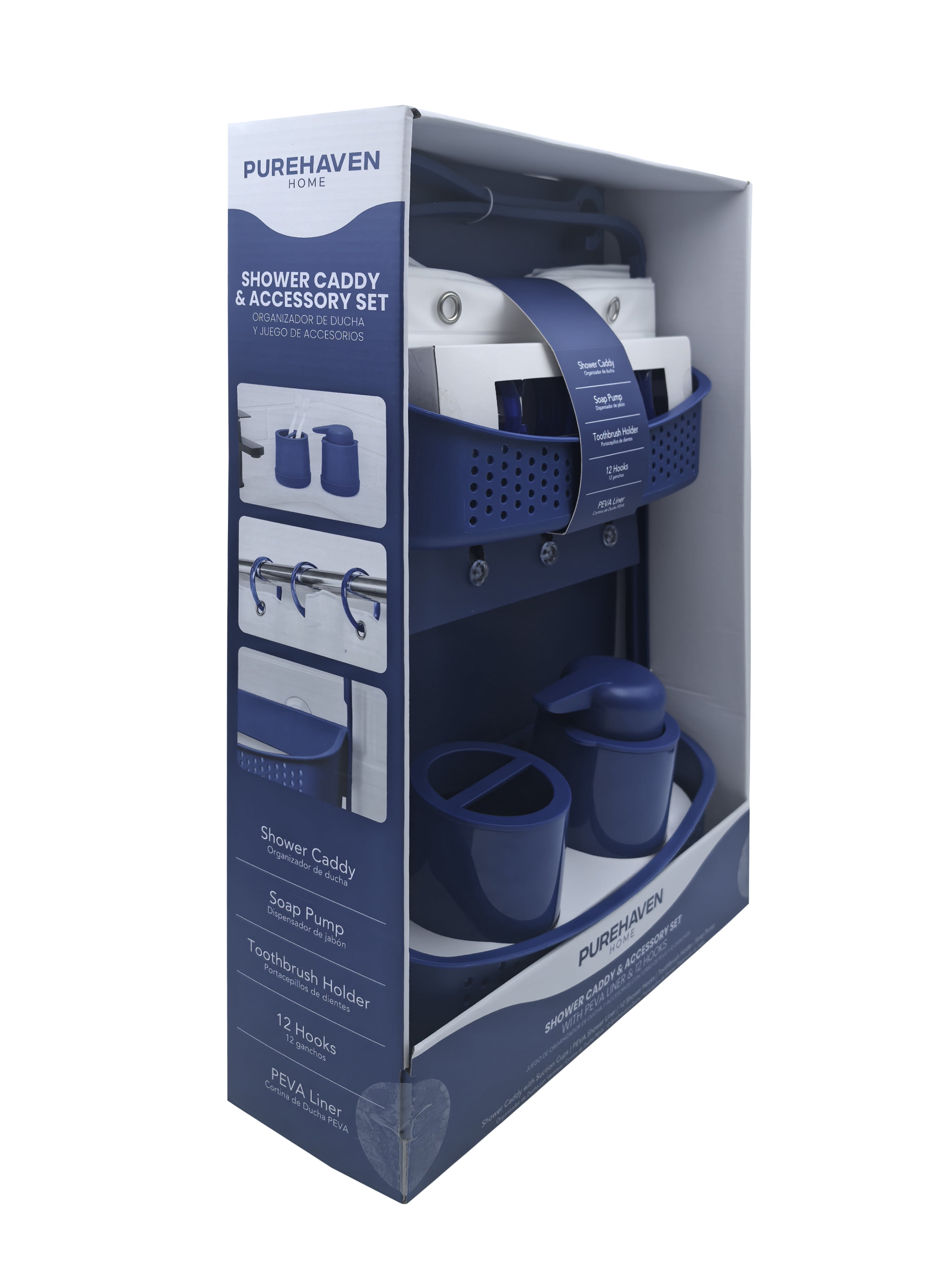 Purehaven Home Shower Caddy and Bath Accessory Set for College Dorms and Apartments, Purple