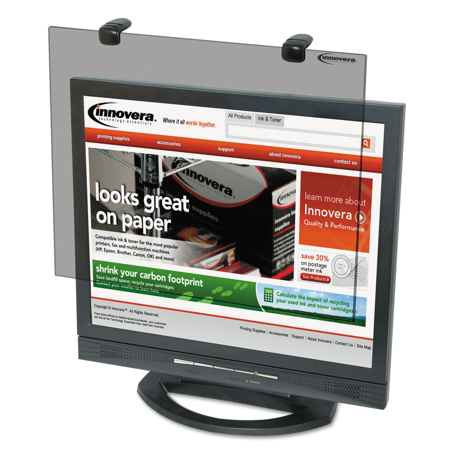 Innovera Protective Antiglare LCD Monitor Filter for 19" to 20" Widescreen Flat Panel Monitor, 16:10 Aspect Ratio