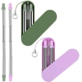 thumbnail image 2 of Pajitas reutilizables Pajitas de viaje telescópicas de metal - Pajitas de acero inoxidable, Pajitas plegables portátiles con estuche, llavero y cepillo de limpieza, paquete de 2 Zhivalor WMZL-1687-1, 2 of 4