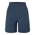 thumbnail image 4 of Gubotare Women's Pull-On Bermuda Short Drawstring Elastic Waist Shorts Summer Beach Shorts with Pockets,Blue M, 4 of 5