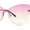 Silver - Pink Brown, variant on Womens Bubbly Butterfly Beveled Rimless Shield Sunglasses Gold - Brown Pink