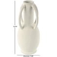 thumbnail image 3 of DecMode 15" Textured Cream Ceramic Vase with 4 Handles, 3 of 9